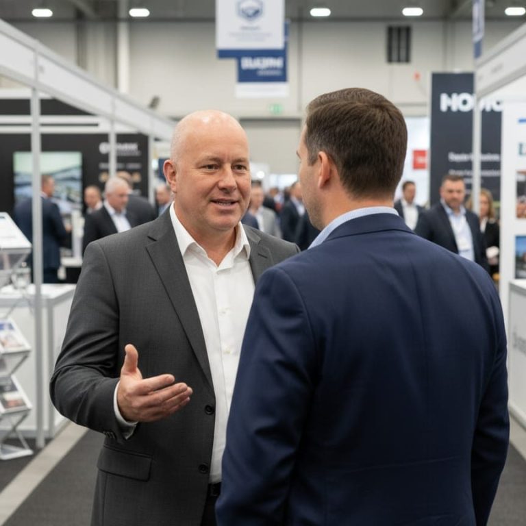 Jürgen Wrede aktiv im Sparring mit einem Kunden im hellen großen und freundlichen Besprechungsraum.